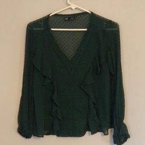 Really pretty green blouse with frill details